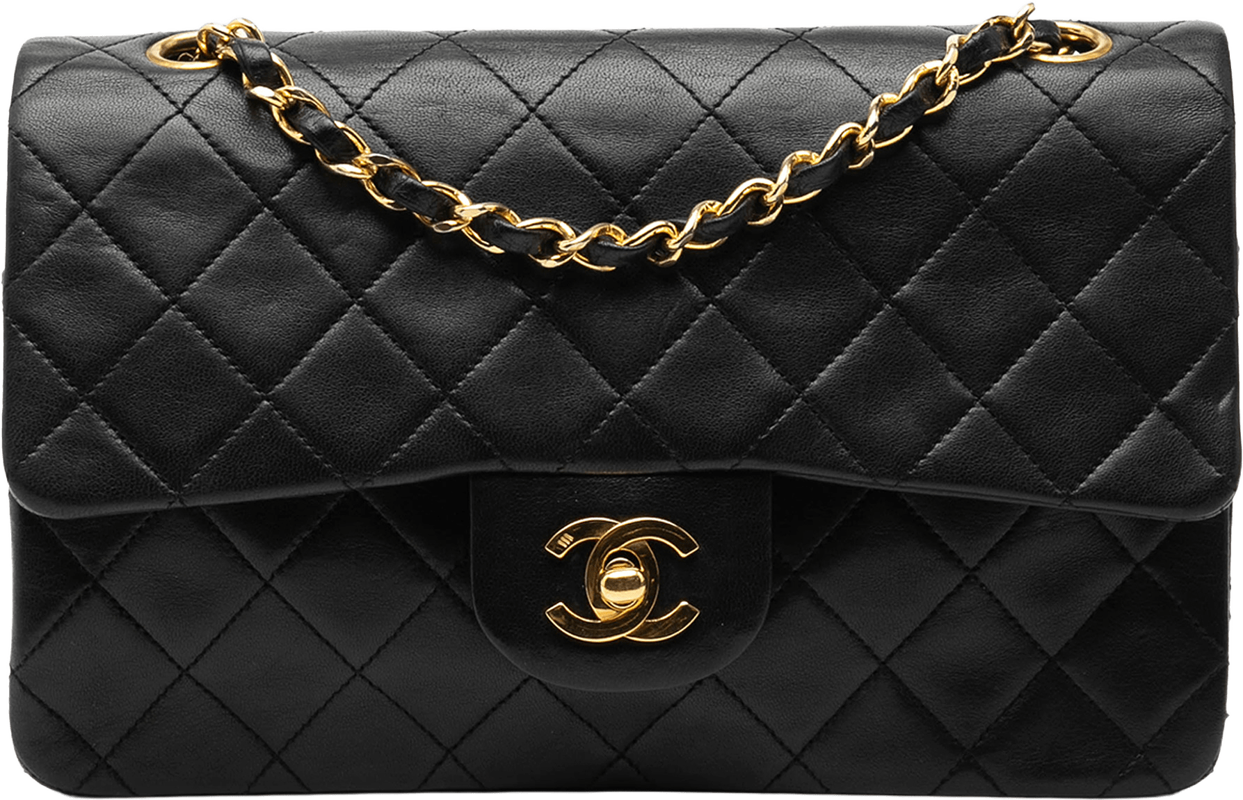 Chanel Small Classic Lambskin Double Flap, från Luxclusif, i färgen black.