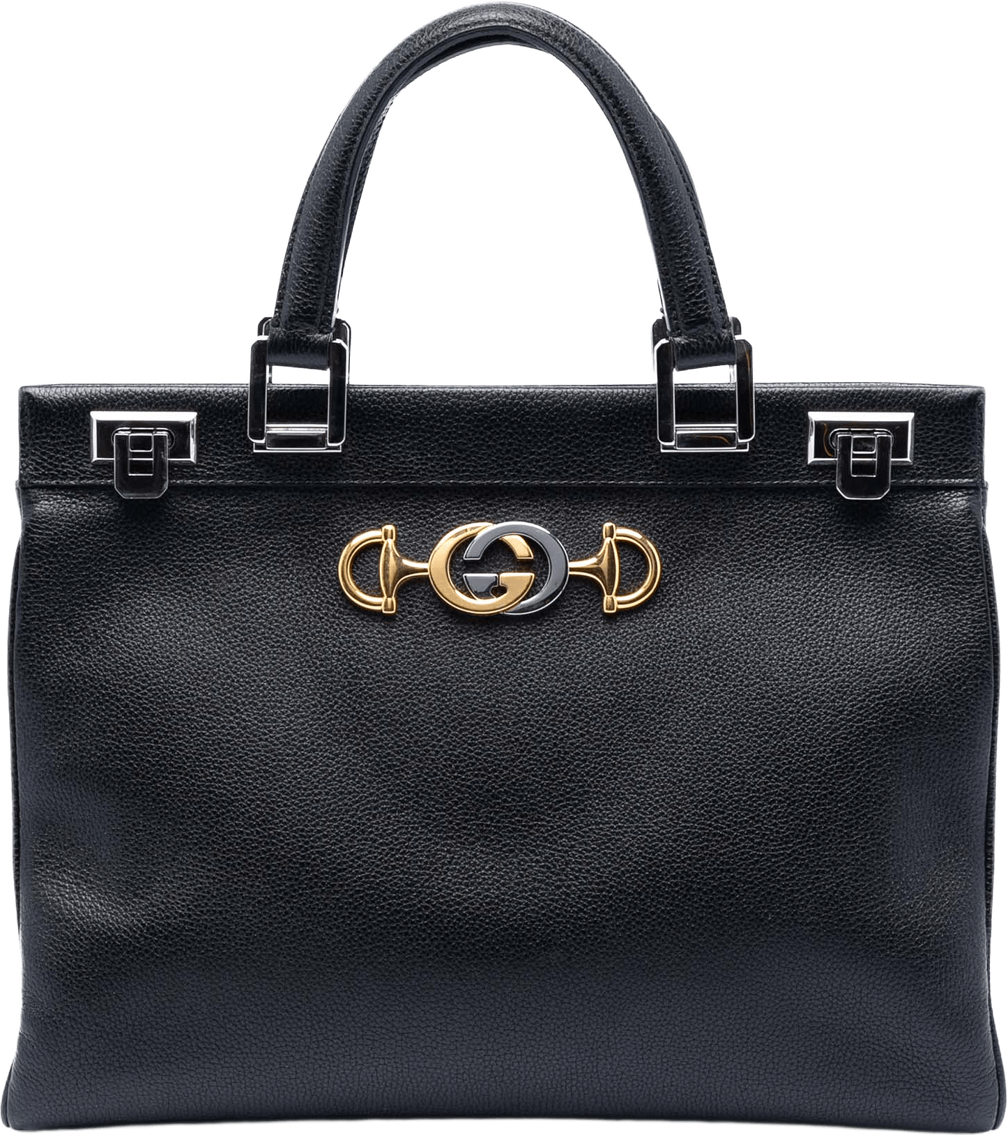 Gucci Medium Leather Zumi Top Handle Bag, från Luxclusif, i färgen black.