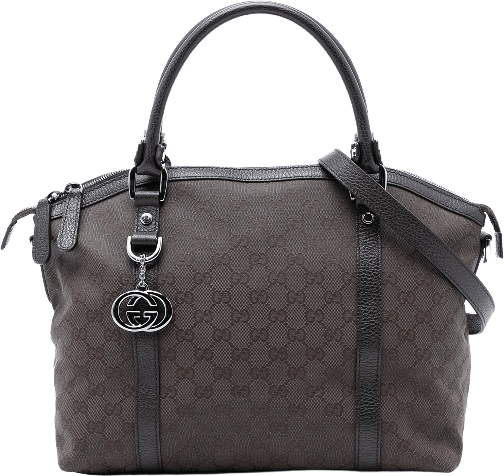 Gucci Gg Canvas Charm Dome Satchel, från Luxclusif, i färgen dark brown.