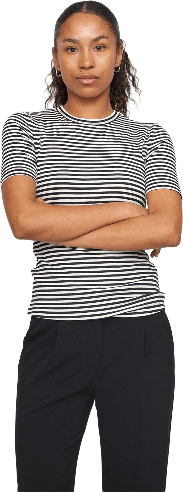 Srfenja Stripe Ss Top, från Soft Rebels, i färgen black.