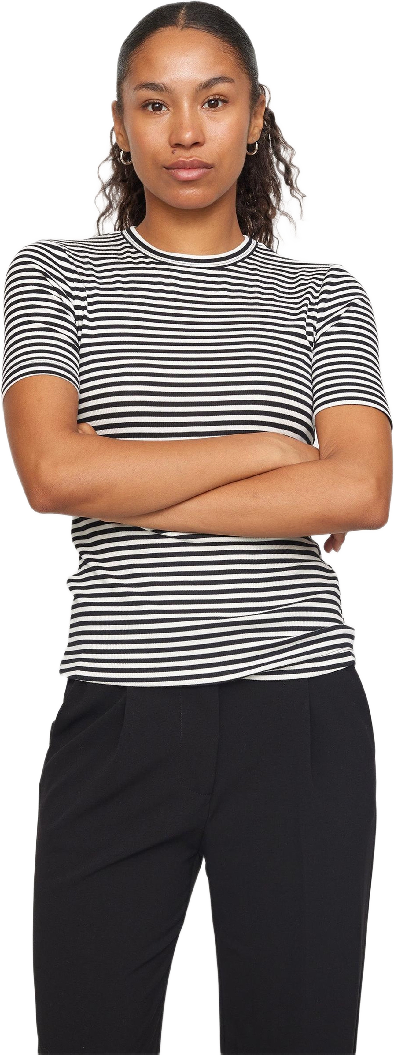 Srfenja Stripe Ss Top, från Soft Rebels, i färgen black.