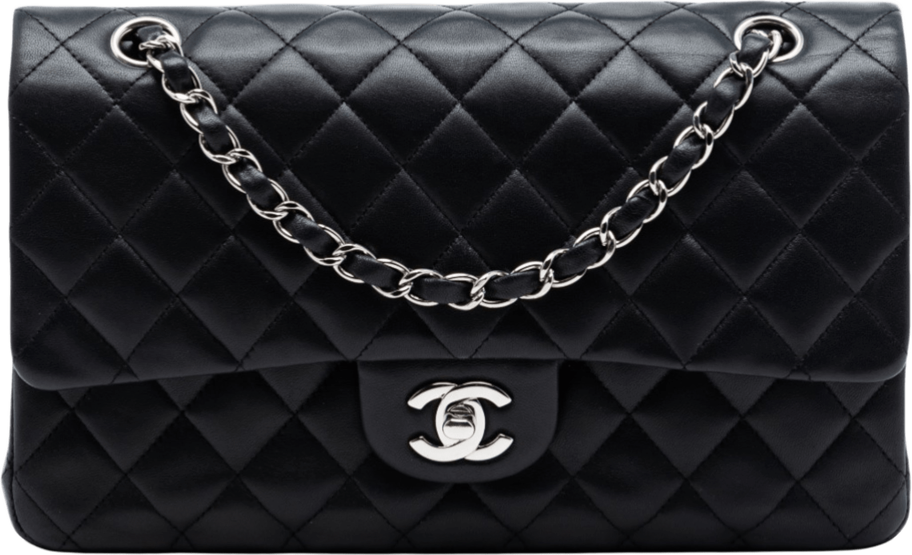 Chanel Medium Classic Lambskin Double Flap, från Luxclusif, i färgen black.