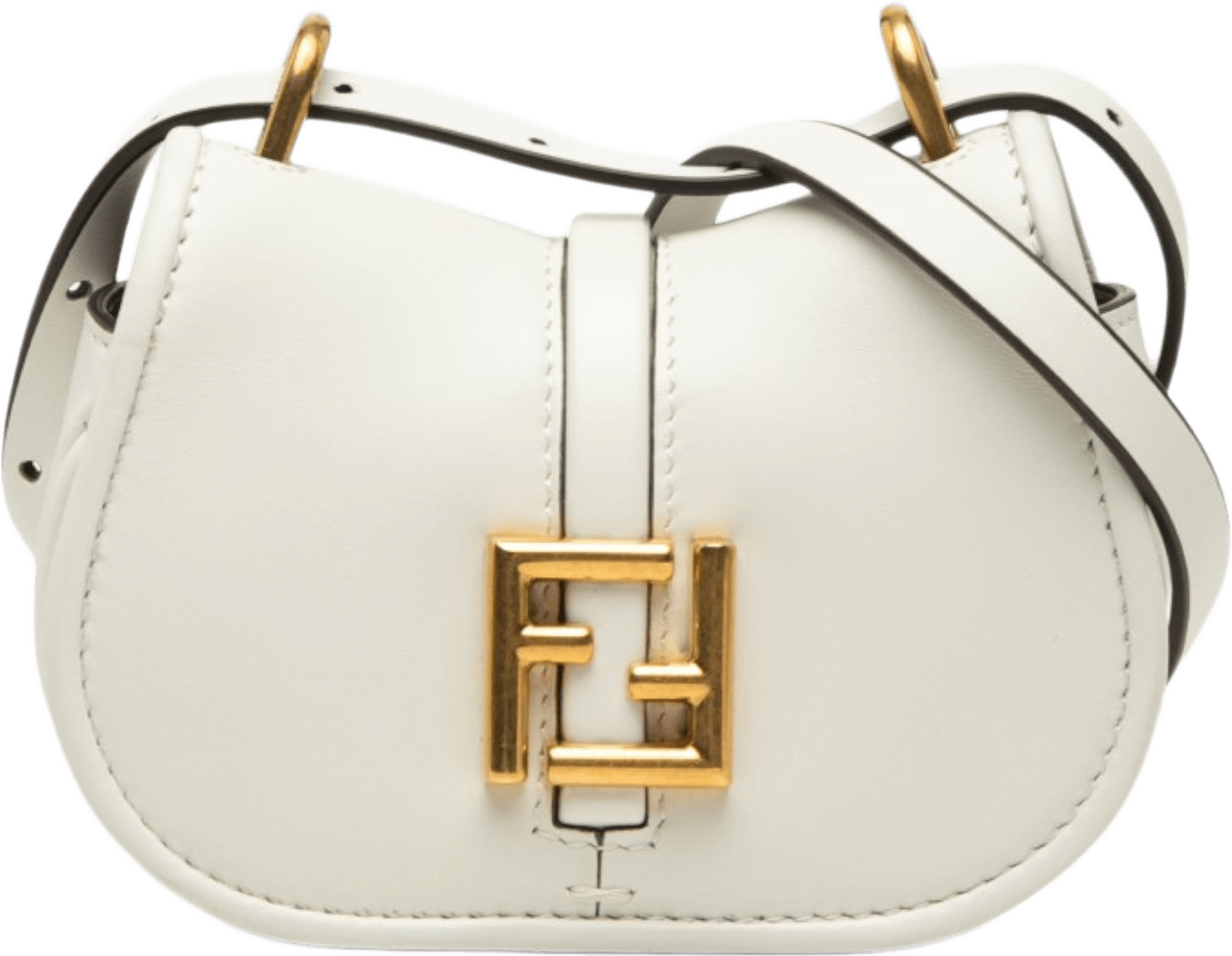 Fendi Mini Leather C’mon Crossbody, från Luxclusif, i färgen white.