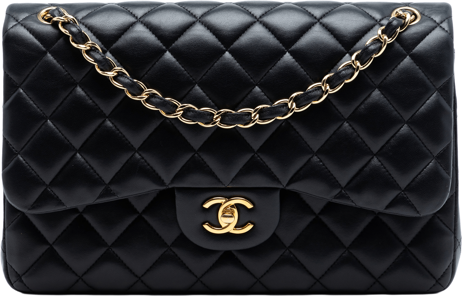 Chanel Jumbo Classic Lambskin Double Flap, från Luxclusif, i färgen black.