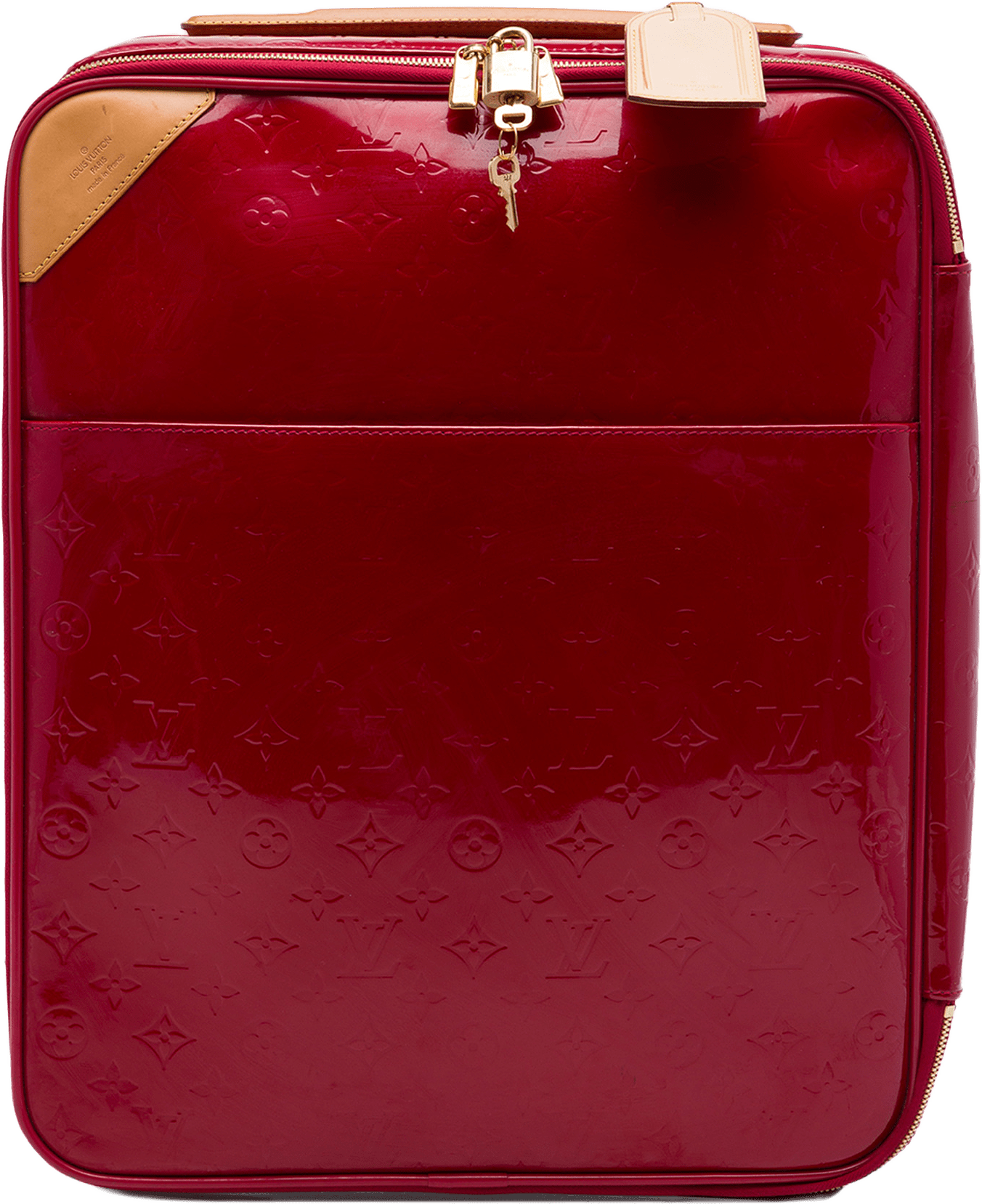 Louis Vuitton Monogram Vernis Pegase 45, från Luxclusif, i färgen röd.