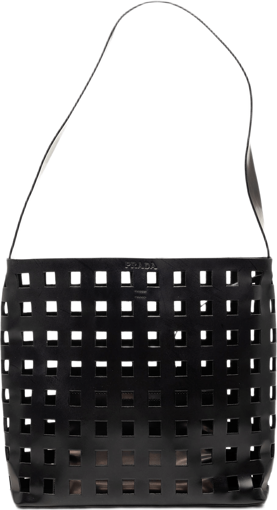 Prada Perforated Leather Shoulder Bag, från Luxclusif, i färgen svart.