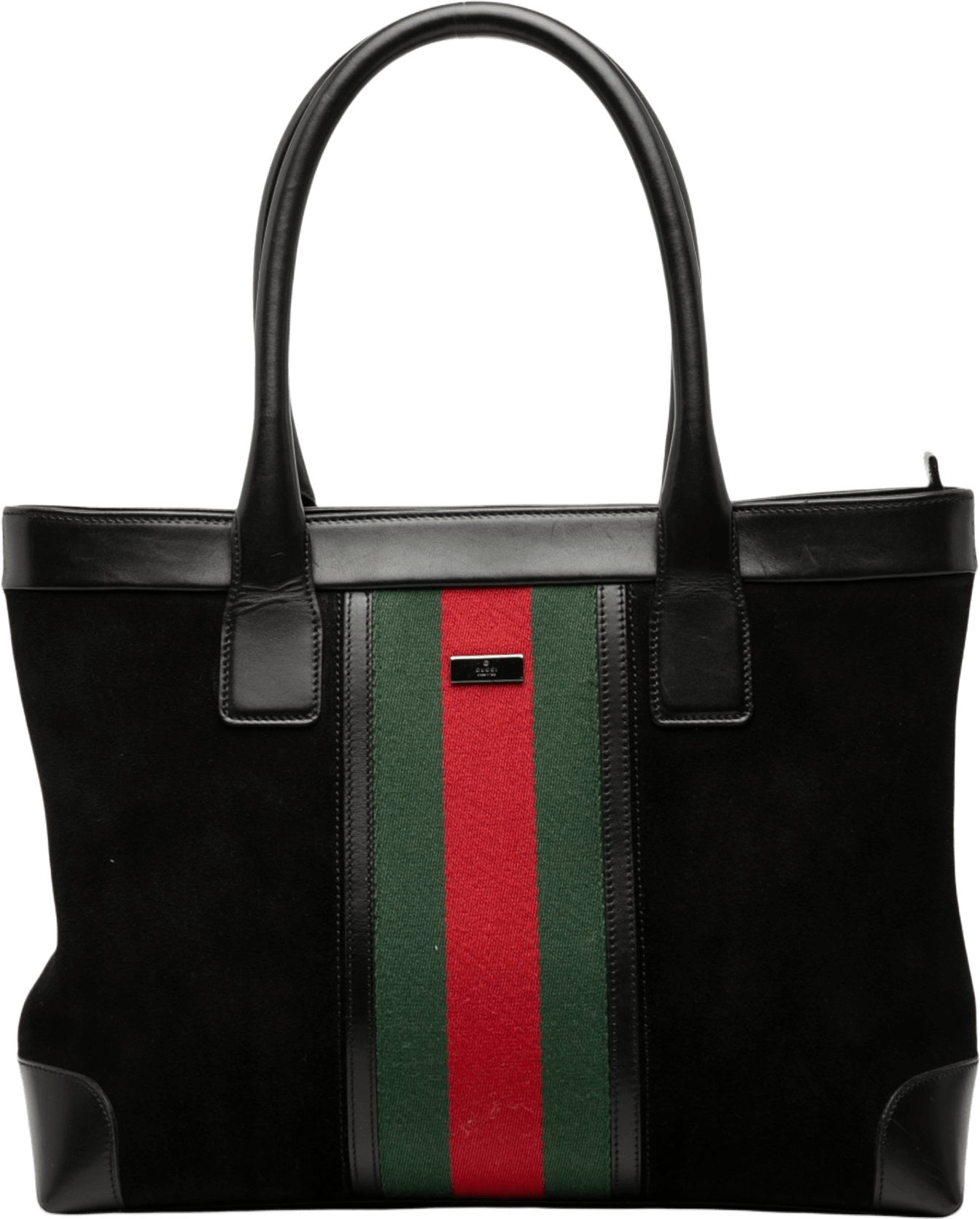 Gucci Suede Web Tote, från Luxclusif, i färgen black.