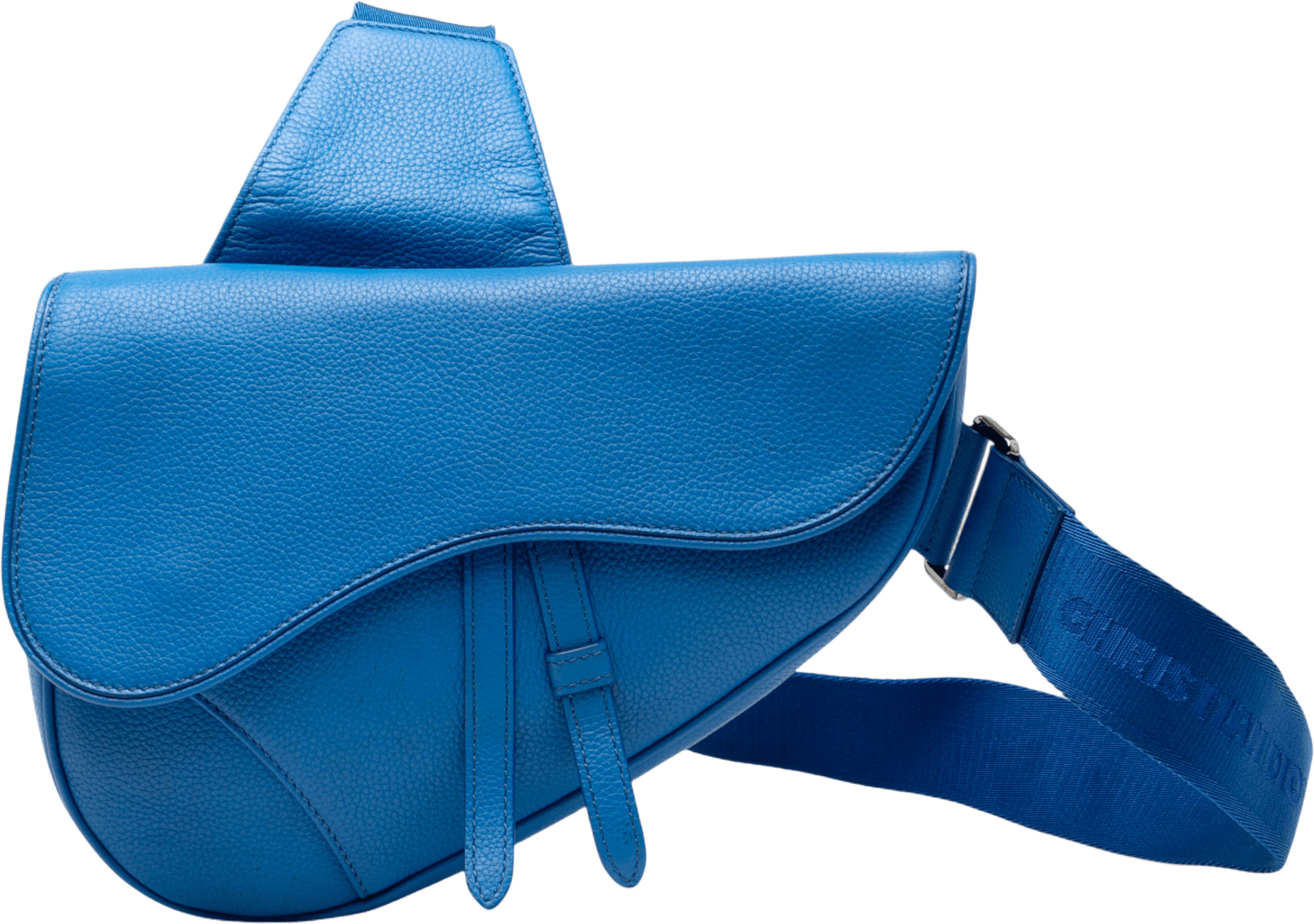 Dior Grained Calfskin Saddle Crossbody, från Luxclusif, i färgen blue.