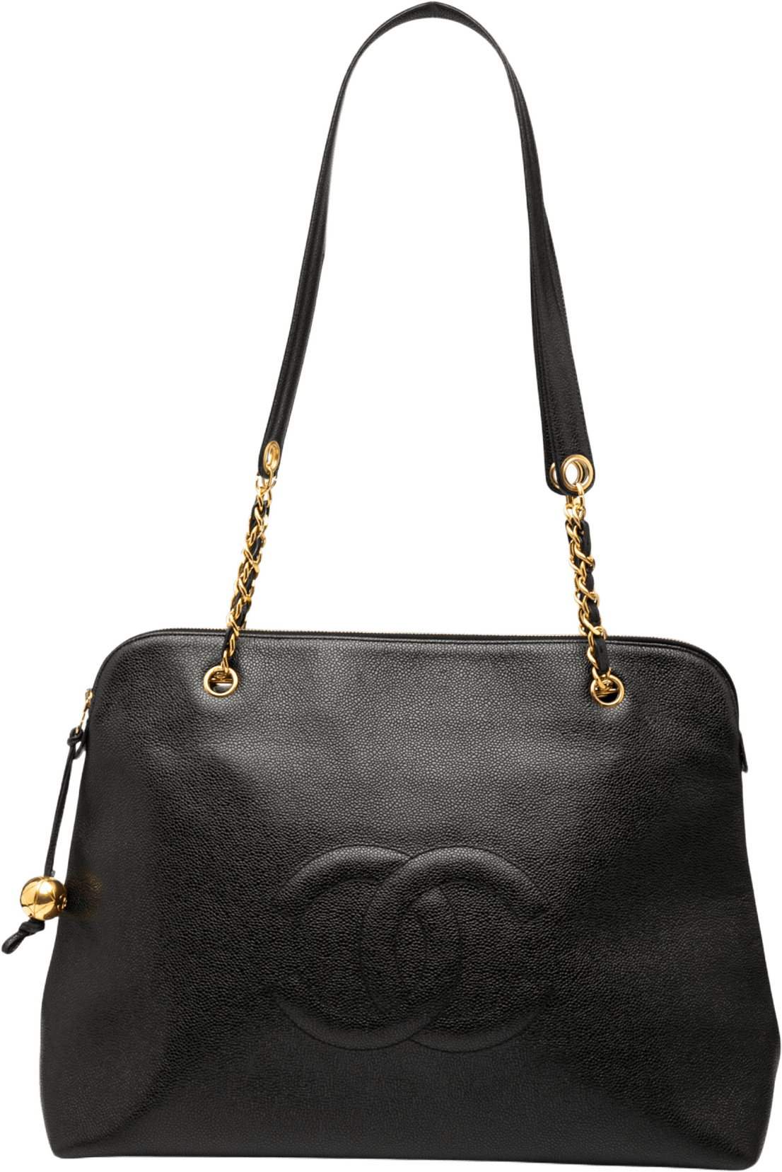 Chanel Cc Caviar Chain Zip Tote, från Luxclusif, i färgen black.