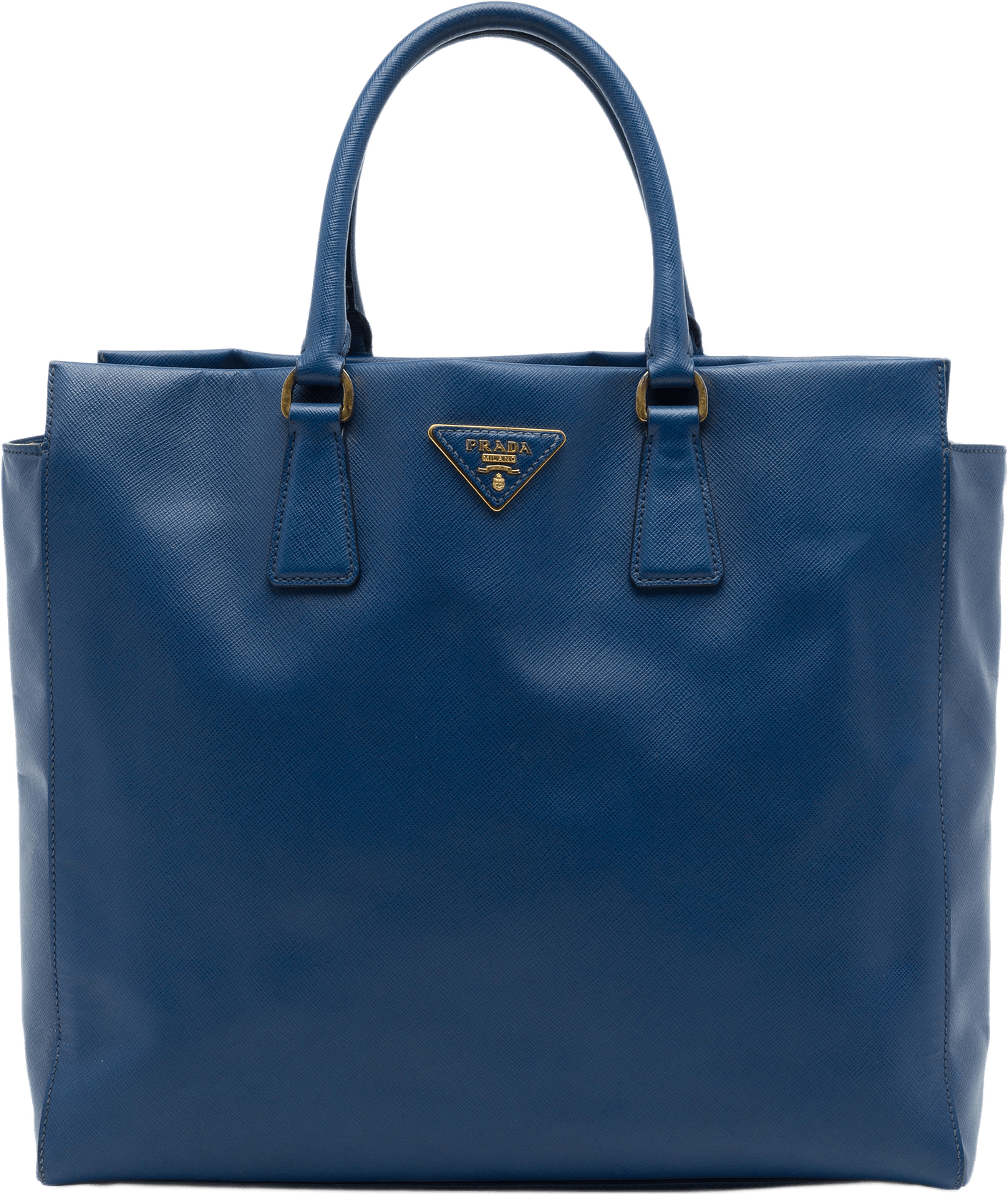 Prada Saffiano Lux Open Convertible Tote, från Luxclusif, i färgen blå.