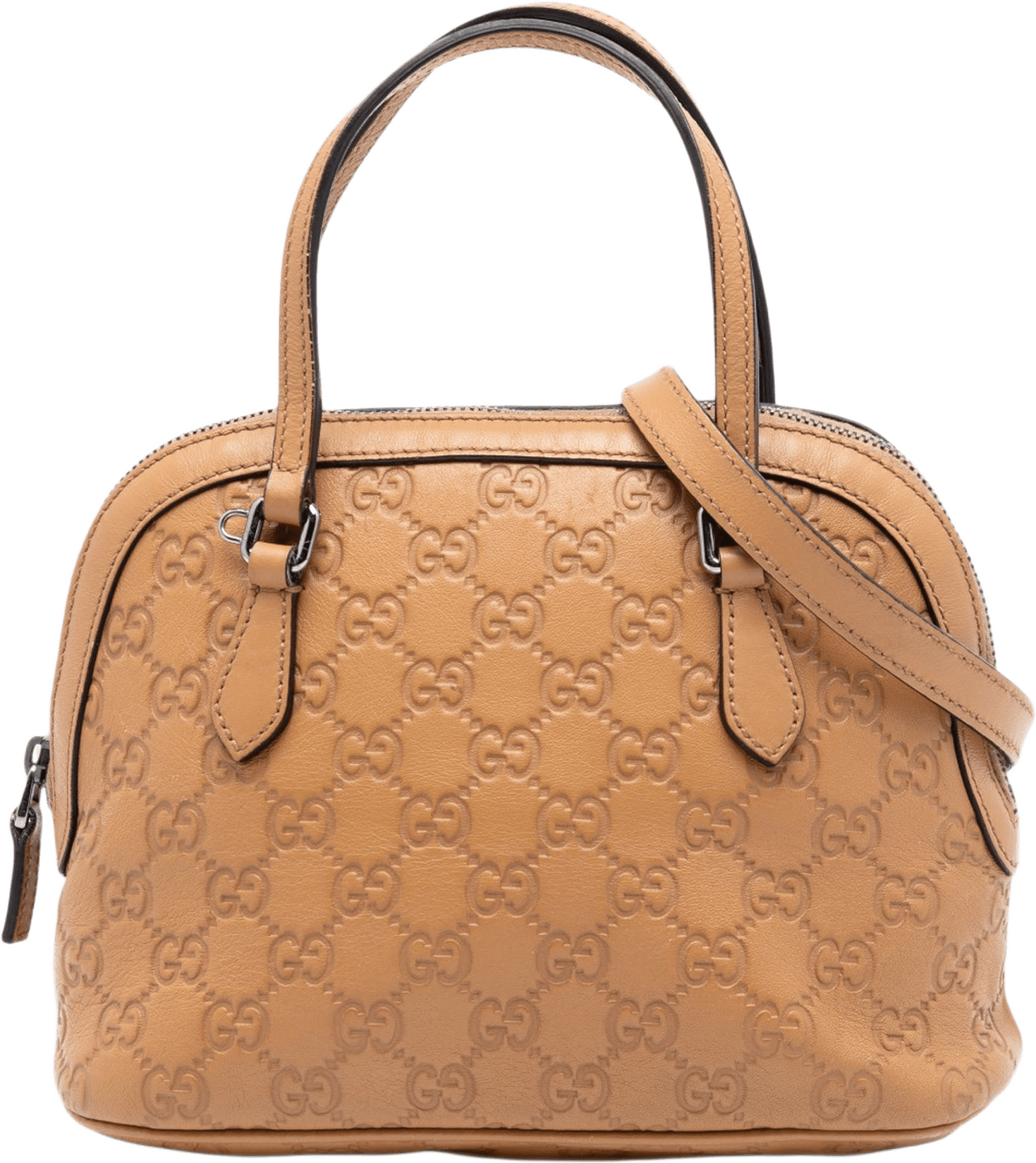 Gucci Mini Guccissima Dome Satchel, från Luxclusif, i färgen brun.