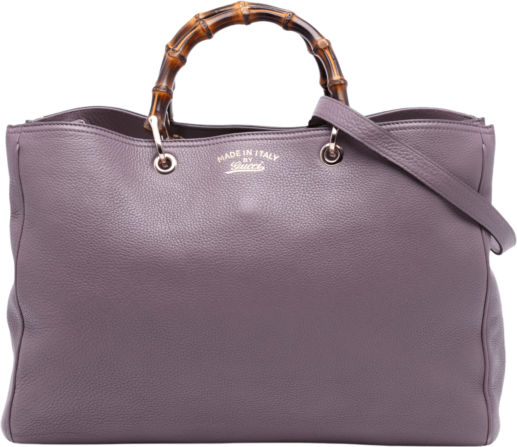 Gucci Large Calfskin Bamboo Shopper Satchel, från Luxclusif, i färgen purple.