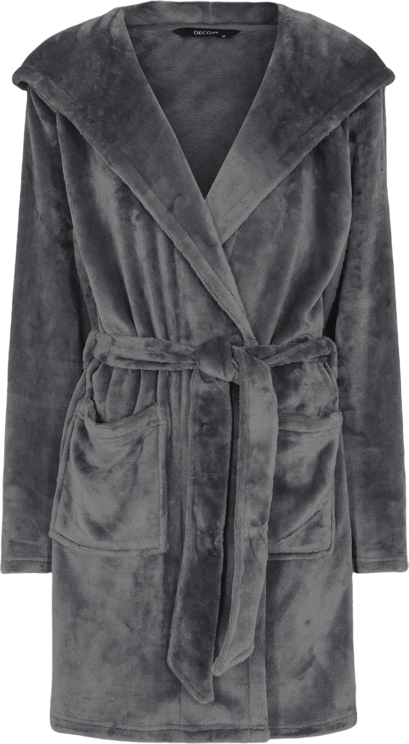 Kort Badrock Med Huva | 100% Polyester | Grå, från Decoy, i färgen grey.
