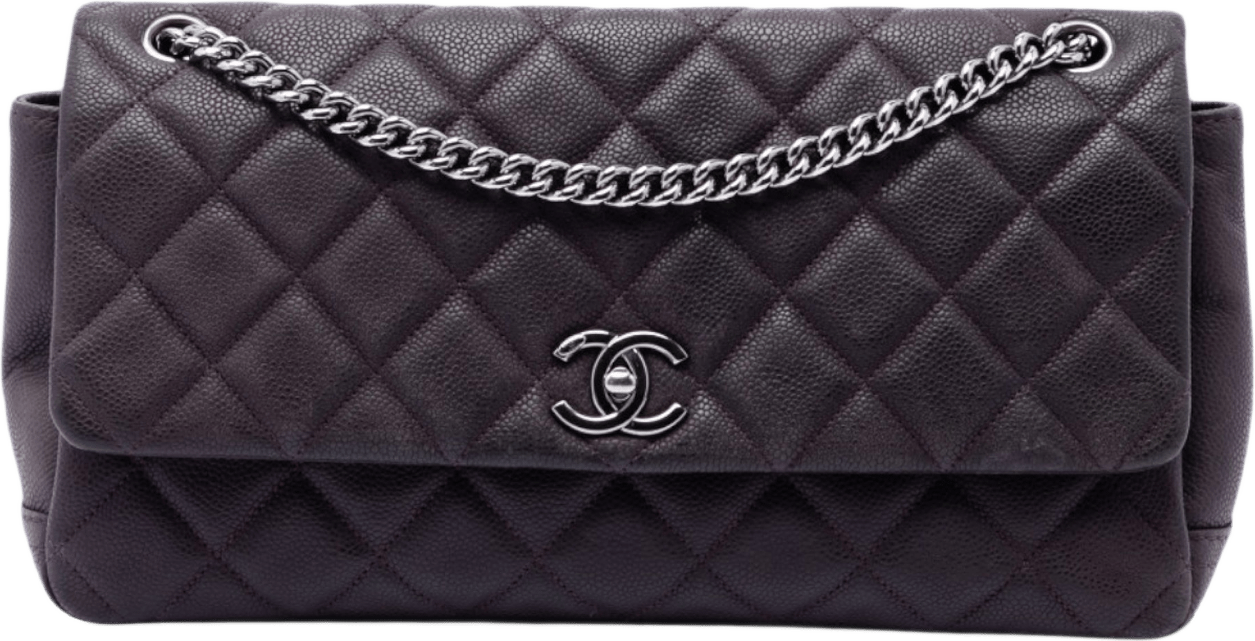 Chanel Matte Quilted Caviar Leather Lady Pearly Flap, från Luxclusif, i färgen purpur.