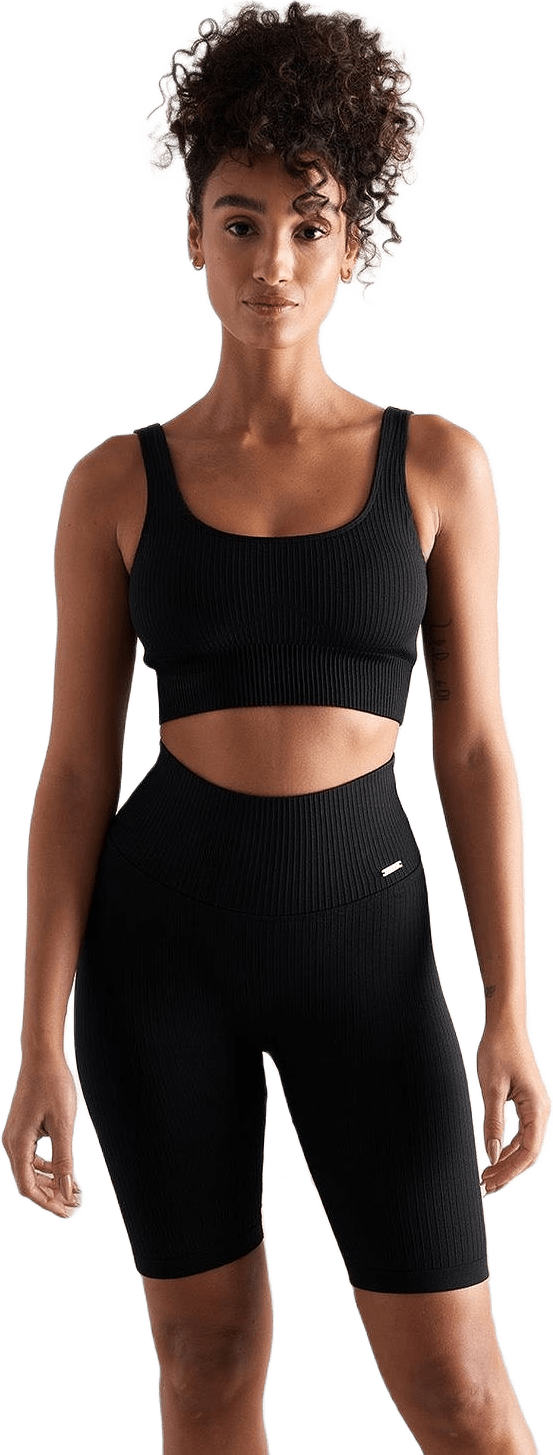Black Ribbed Seamless Biker Shorts, från aim'n, i färgen black.