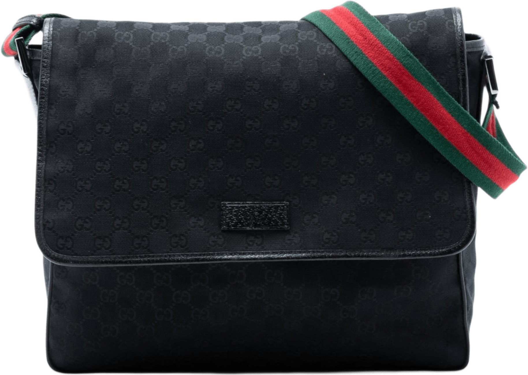 Gucci Gg Canvas Web Flap Messenger Bag, från Luxclusif, i färgen black.