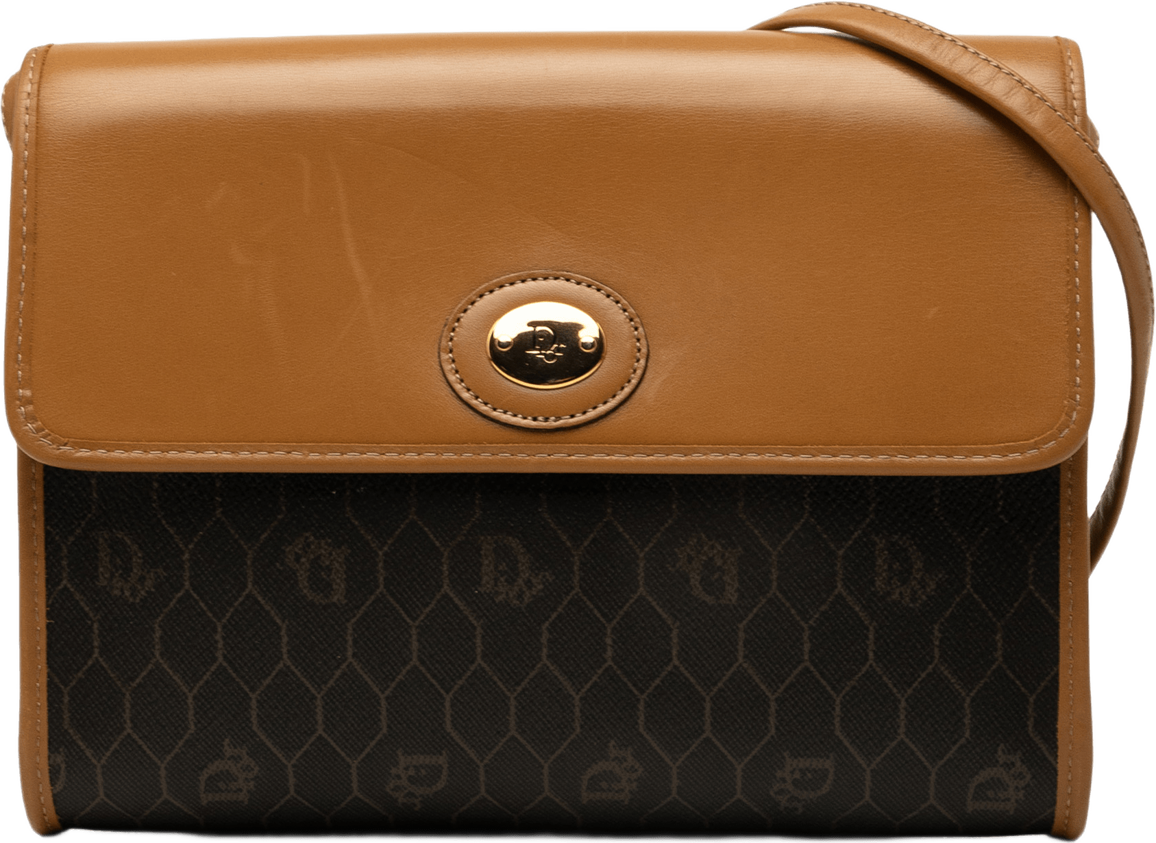 Dior Honeycomb Coated Canvas Crossbody, från Luxclusif, i färgen brun.
