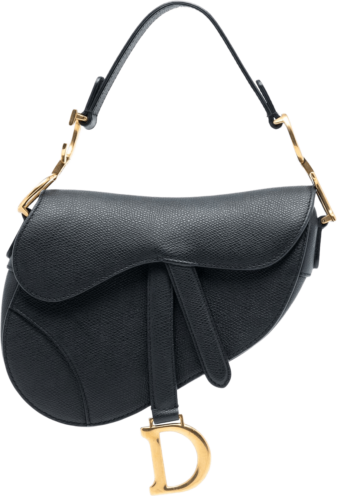 Dior Mini Grained Calfskin Saddle Bag, från Luxclusif, i färgen black.