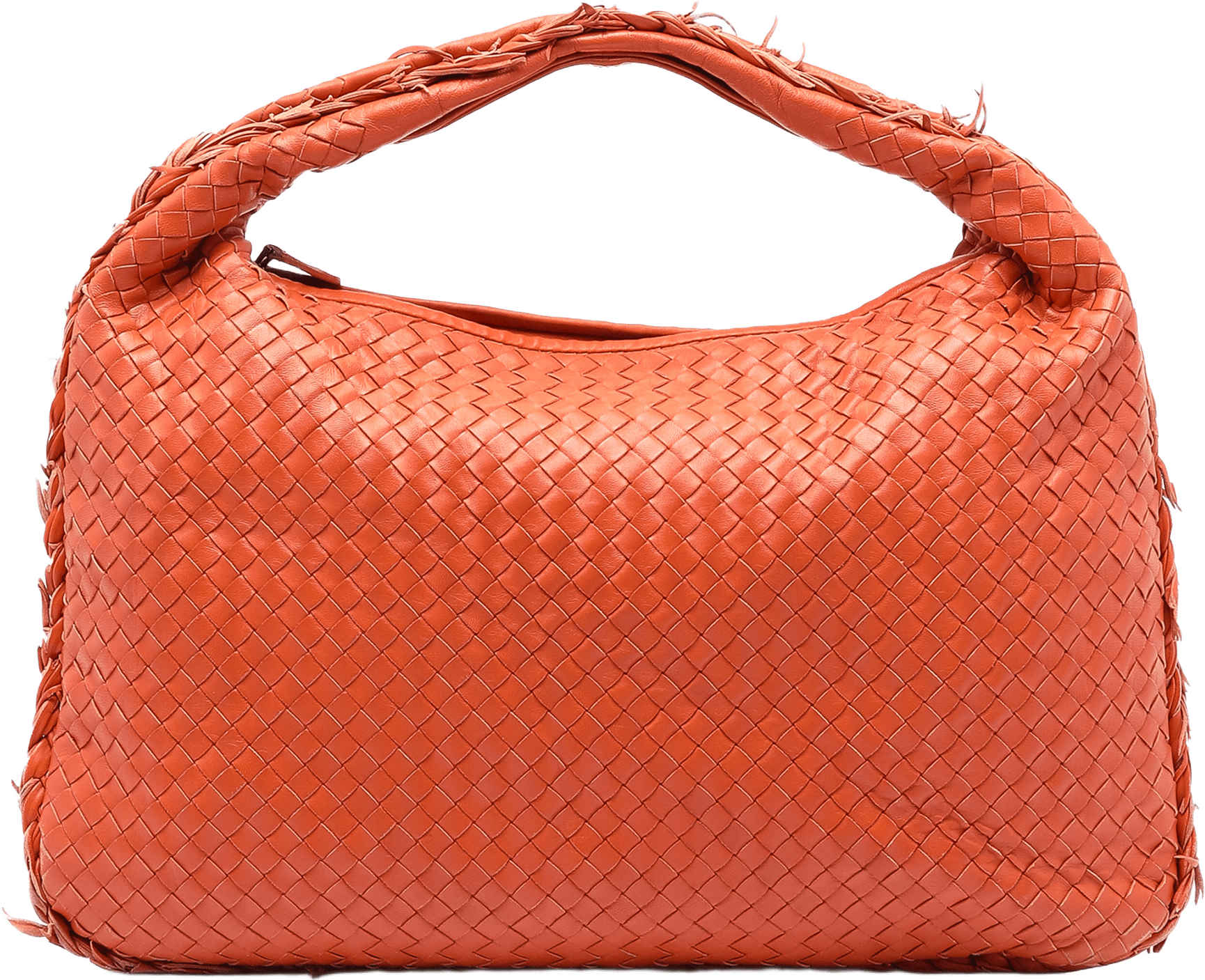 Bottega Veneta Medium Nappa Intrecciato Fuzzy Veneta Hobo, från Luxclusif, i färgen orange.