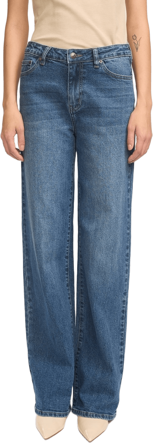 Srwilla Midwaist Wide Jeans - Imagine Dark Blue, från Soft Rebels, i färgen imagine dark blue.