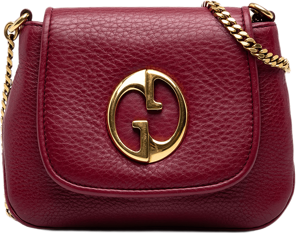 Gucci Small Calfskin 1973 Chain Crossbody, från Luxclusif, i färgen röd.
