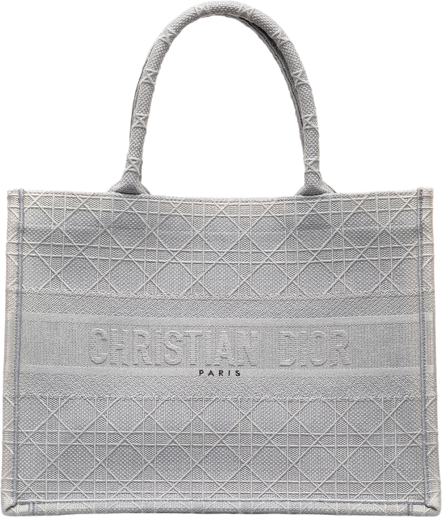 Dior Medium Cannage Embroidered Book Tote, från Luxclusif, i färgen gray.