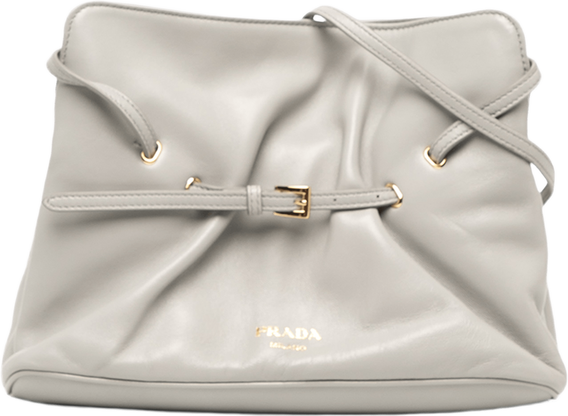 Prada Small Nappa Dada Shoulder Bag, från Luxclusif, i färgen grå.
