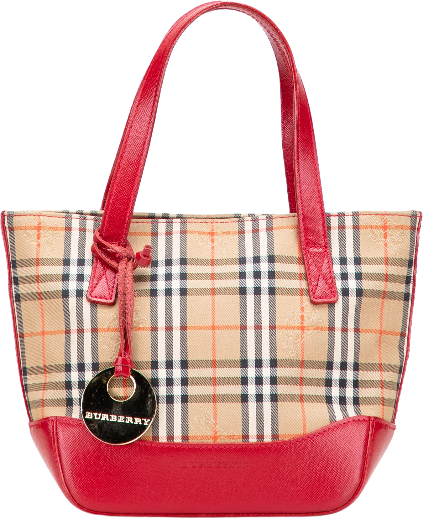 Burberry Haymarket Check Canvas Handbag, från Luxclusif, i färgen beige.