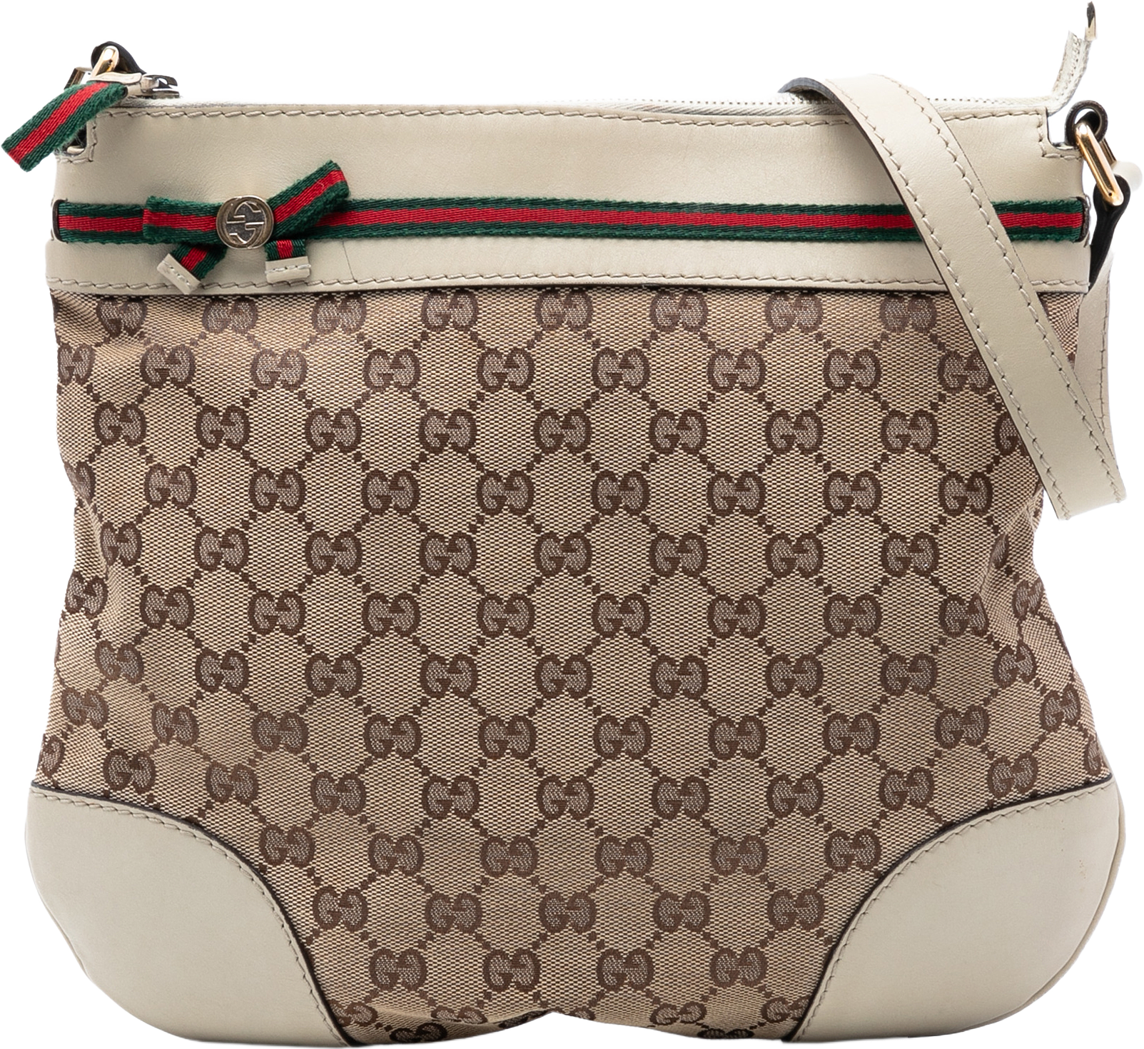 Gucci Gg Canvas Web Mayfair Crossbody, från Luxclusif, i färgen beige.