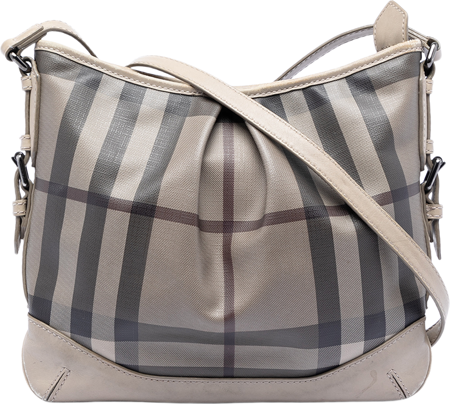 Burberry Smoke Check Coated Canvas Hartham Crossbody, från Luxclusif, i färgen beige.
