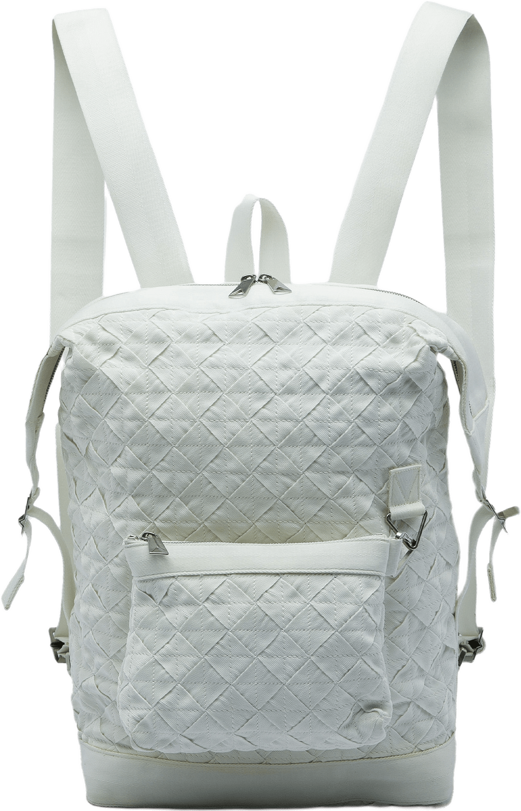 Bottega Veneta Canvas Intrecciato Webbing Backpack, från Luxclusif, i färgen vit.