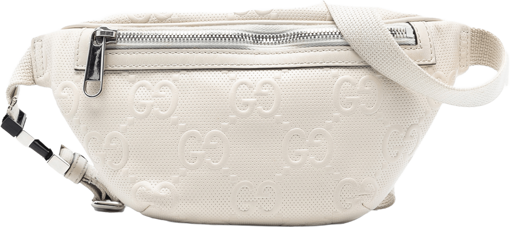 Gucci Gg Embossed Perforated Leather Belt Bag, från Luxclusif, i färgen white.