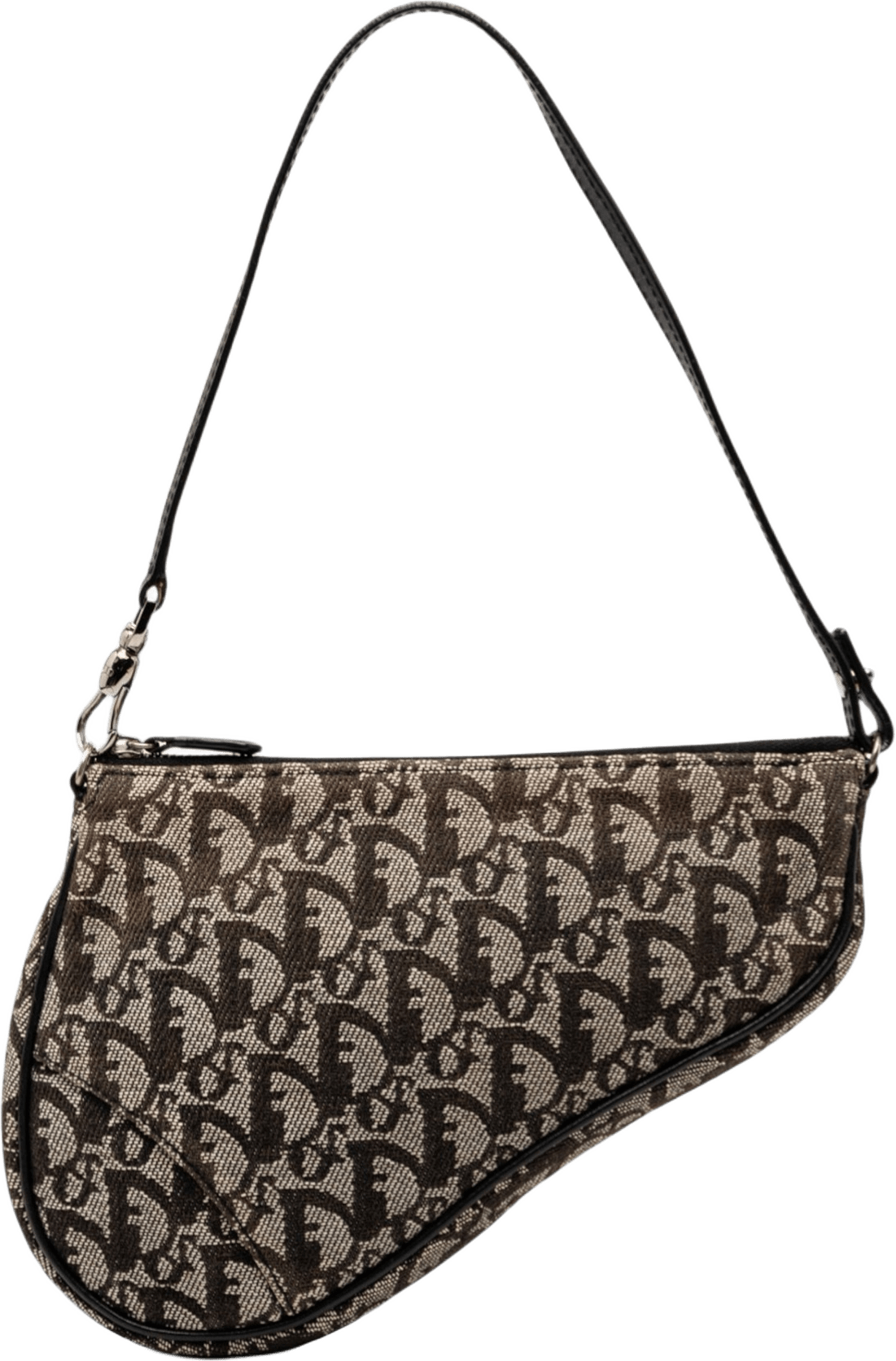 Dior Mini Diorissimo Canvas Saddle Pochette, från Luxclusif, i färgen black.