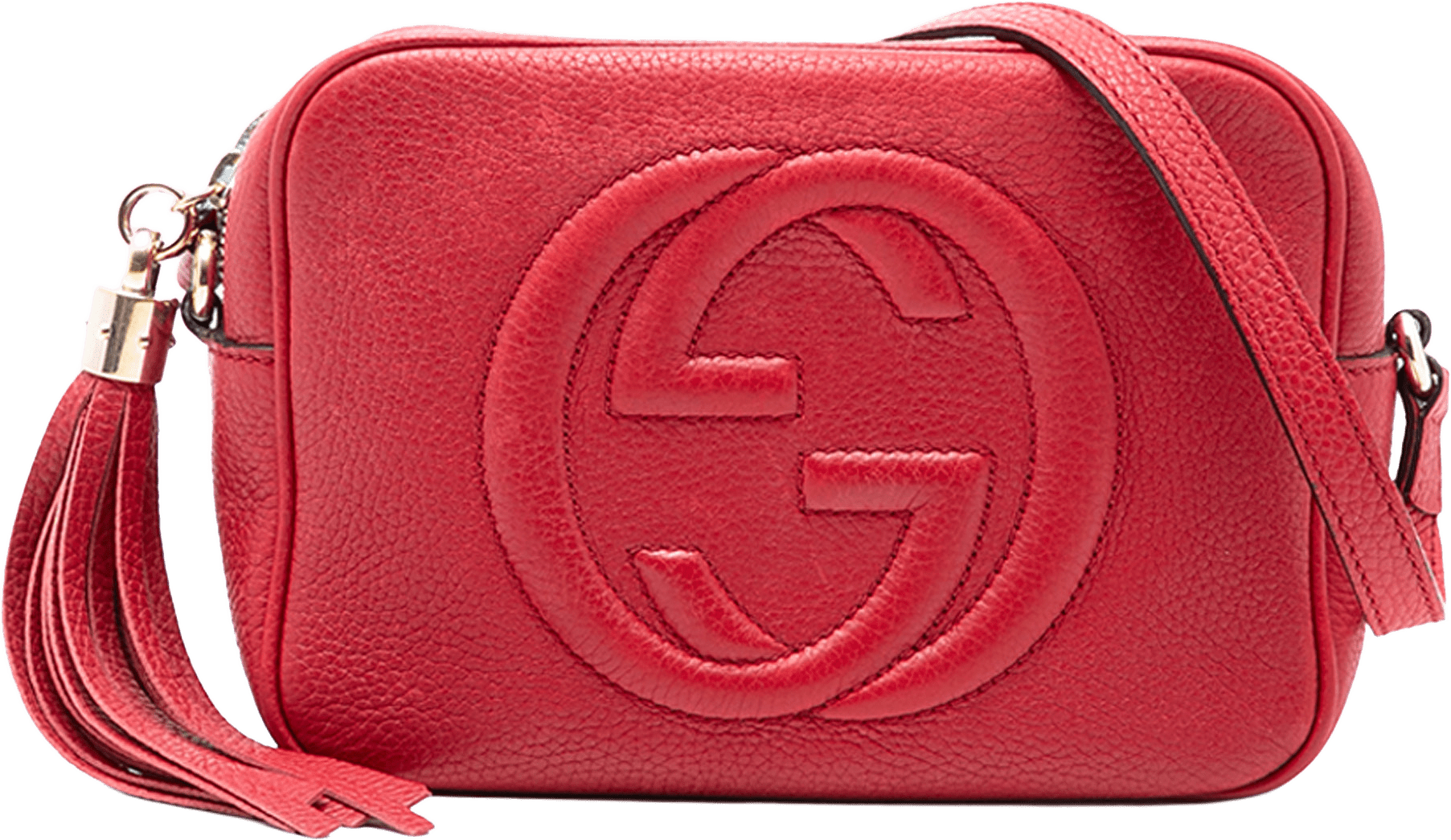 Gucci Leather Soho Disco Crossbody, från Luxclusif, i färgen red.