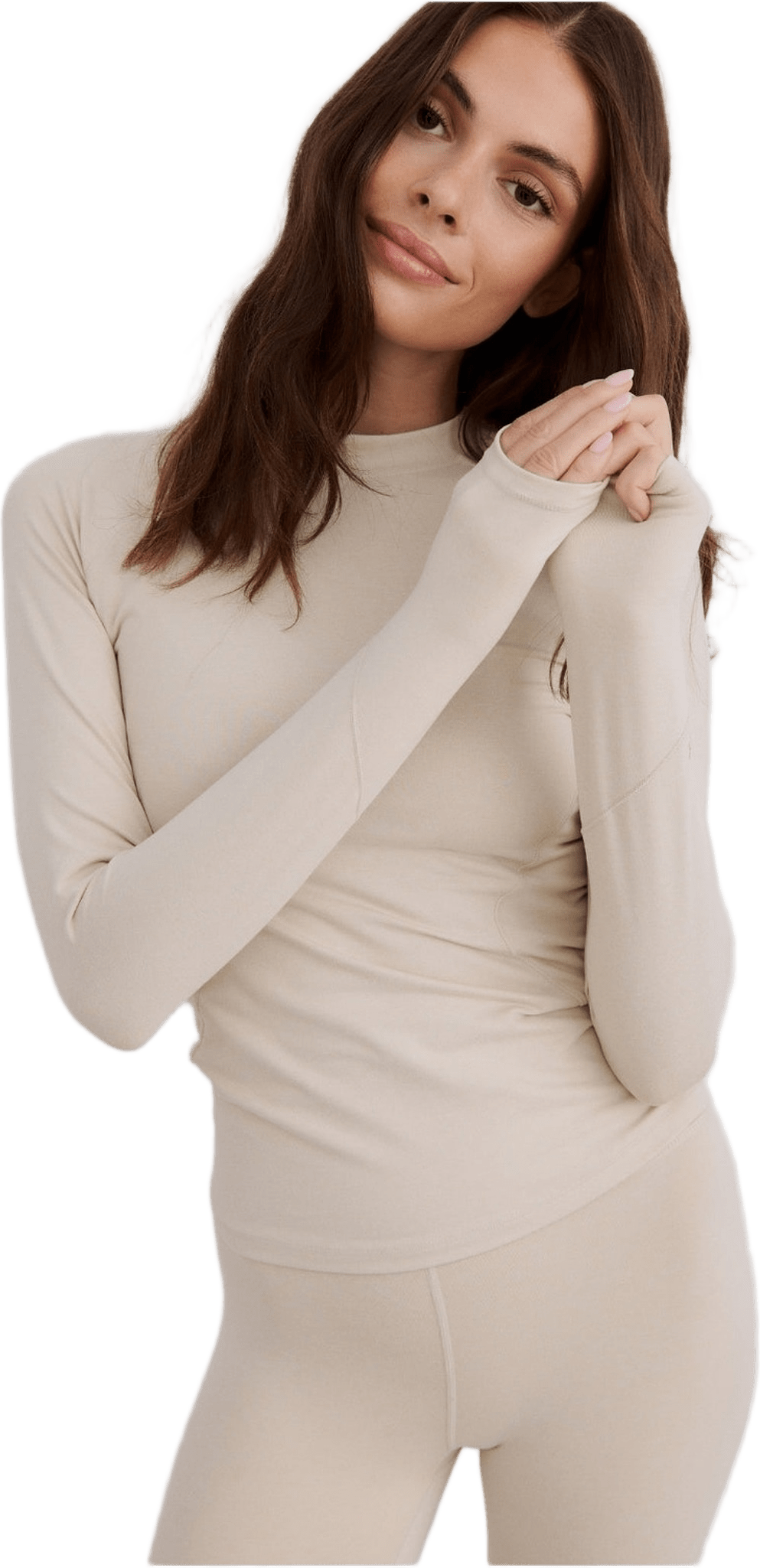 Baselayer Long Sleeve Top, från aim'n, i färgen café au lait.