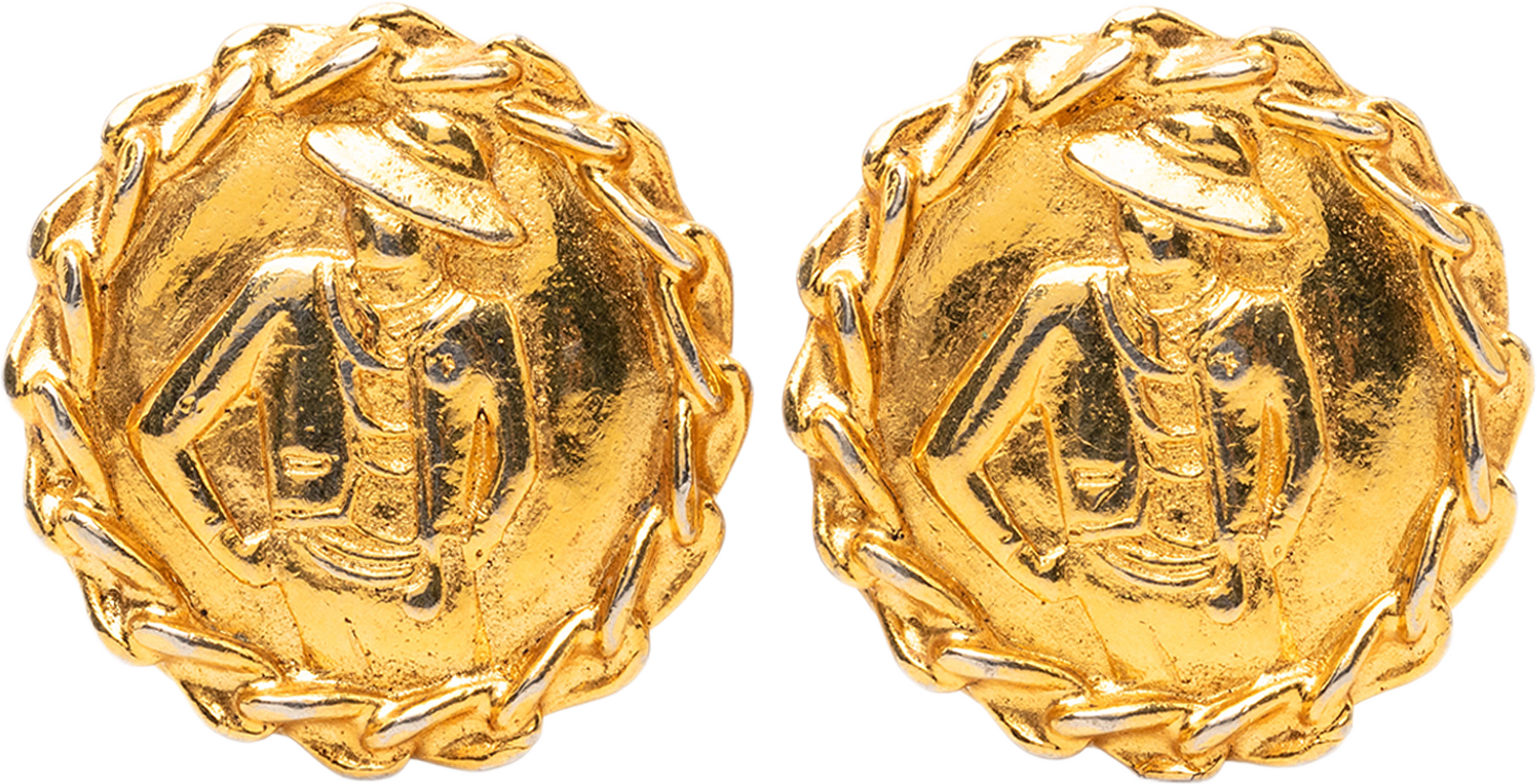 Chanel Gold Plated Mademoiselle Clip On Earrings, från Luxclusif, i färgen gold.