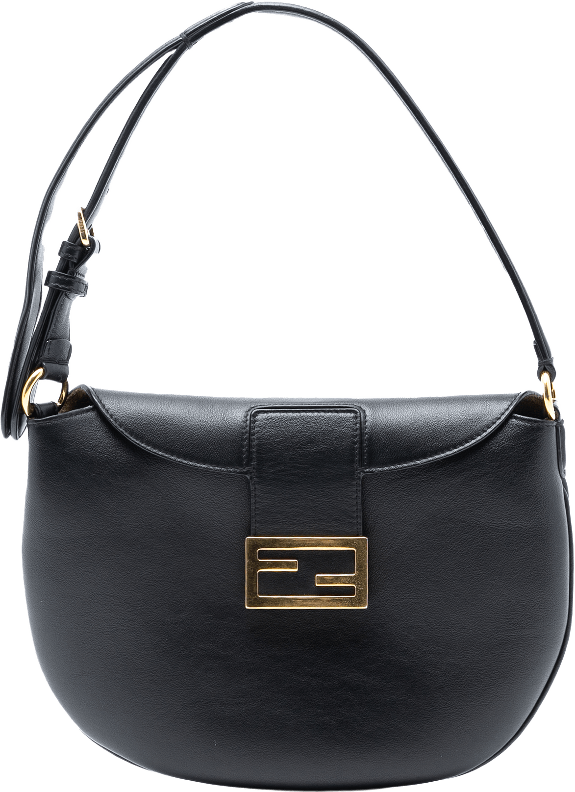 Fendi Small Leather Croissant Hobo Bag, från Luxclusif, i färgen black.