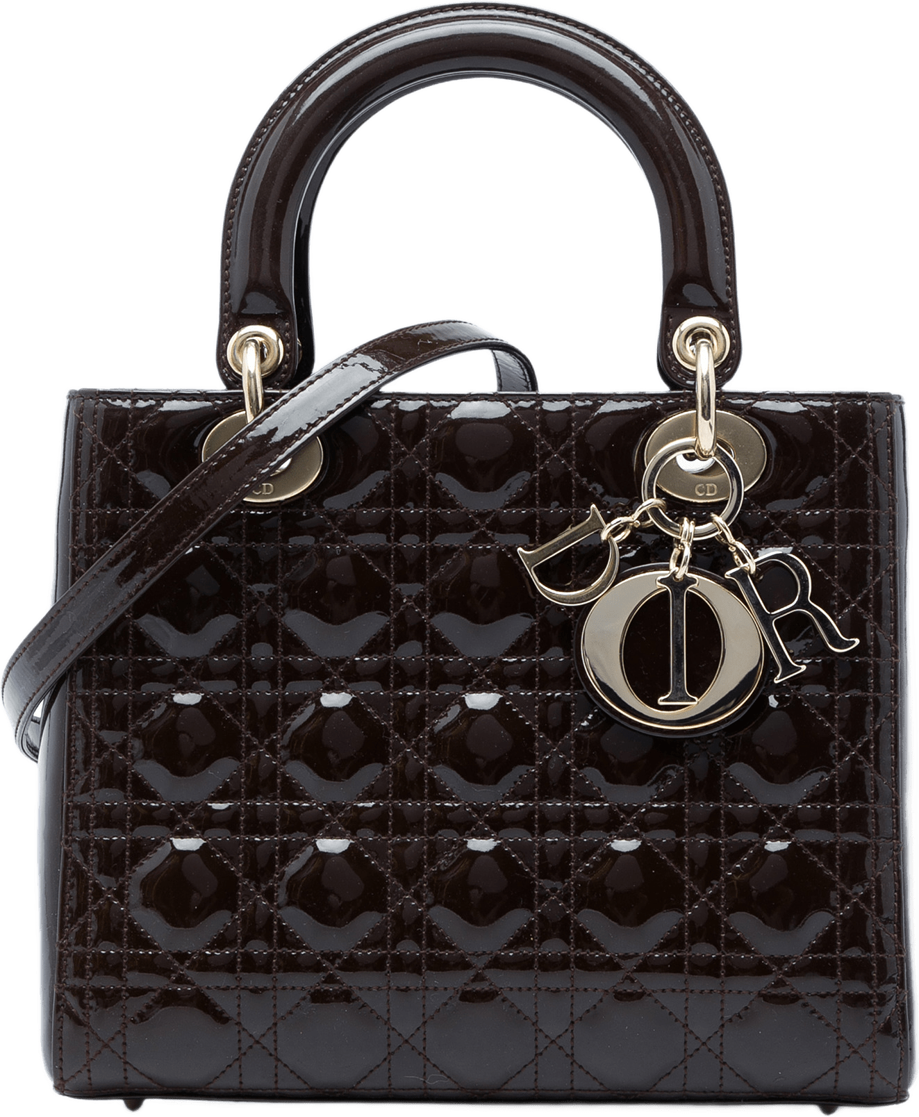 Dior Medium Patent Cannage Lady Dior, från Luxclusif, i färgen purpur.