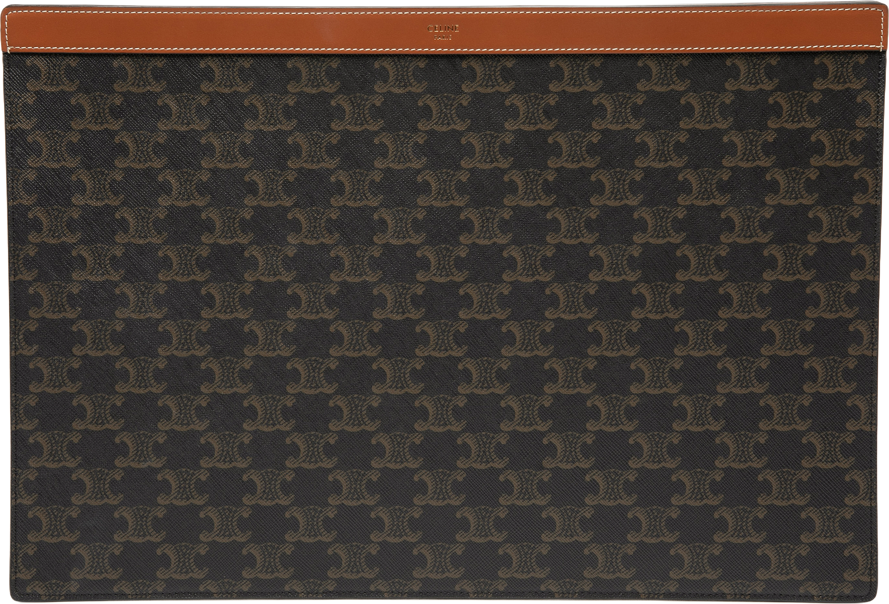 Celine Triomphe Coated Canvas Clutch, från Luxclusif, i färgen dark brown.