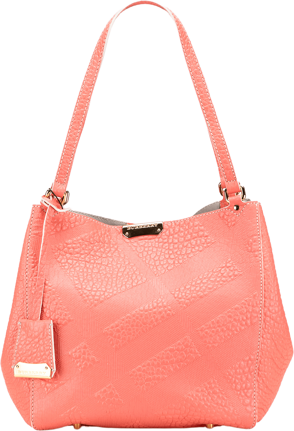 Burberry Small Embossed Grain Check Canterbury Tote, från Luxclusif, i färgen blush.