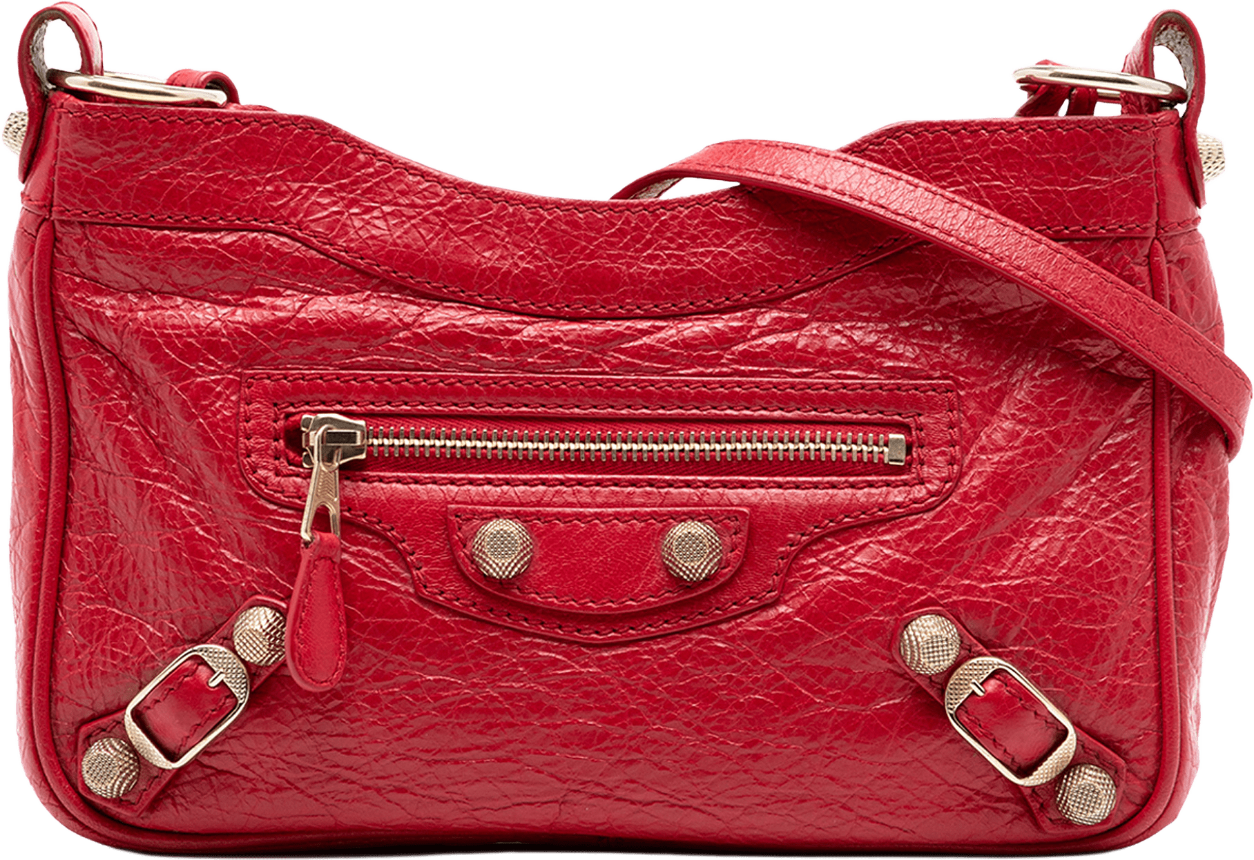 Balenciaga Lambskin Motocross Giant 12 Hip Crossbody, från Luxclusif, i färgen red.