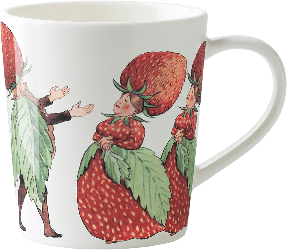 Elsa Beskow Mugg 40 cl with handle The Strawberry Family