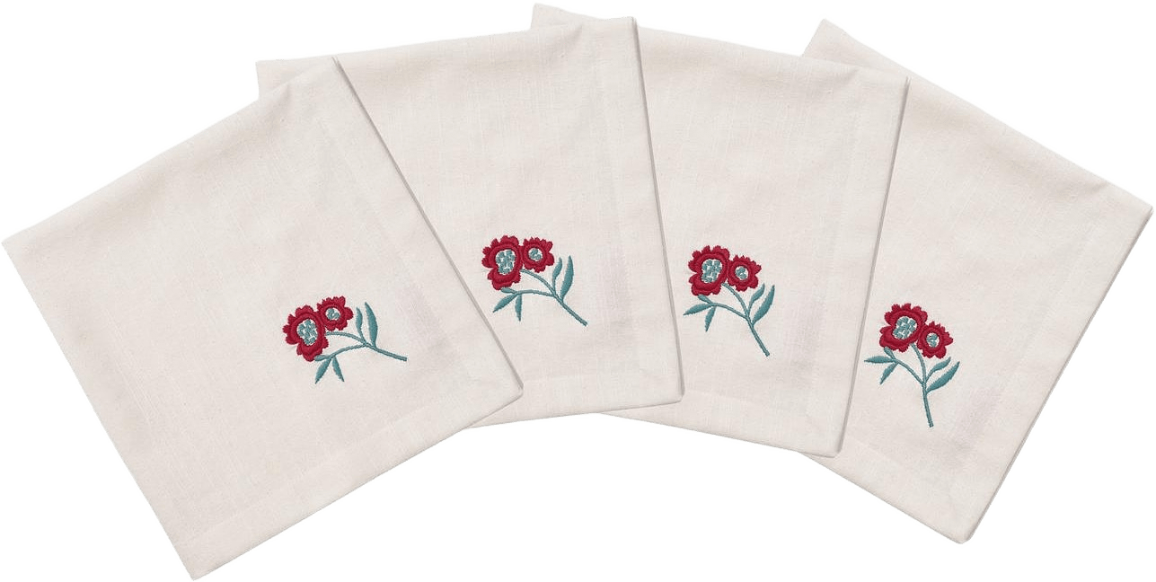 Cottage Flower Servett 4-pack - 45x45 Cm, från Pick A Poppy, i färgen teal.
