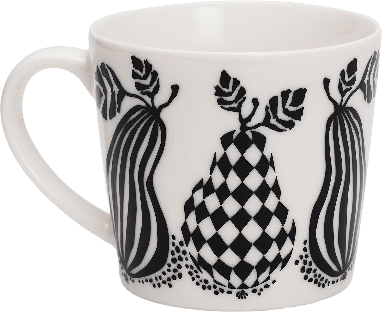 Porslinsmugg Stor Pear, från Littlephant, i färgen vit/svart.