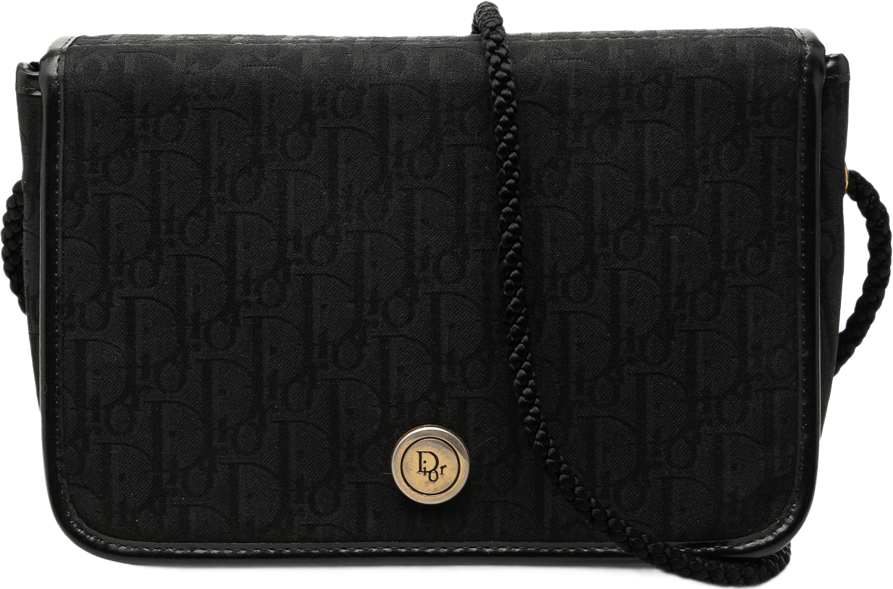 Dior Diorissimo Trotter Canvas Flap Crossbody, från Luxclusif, i färgen svart.