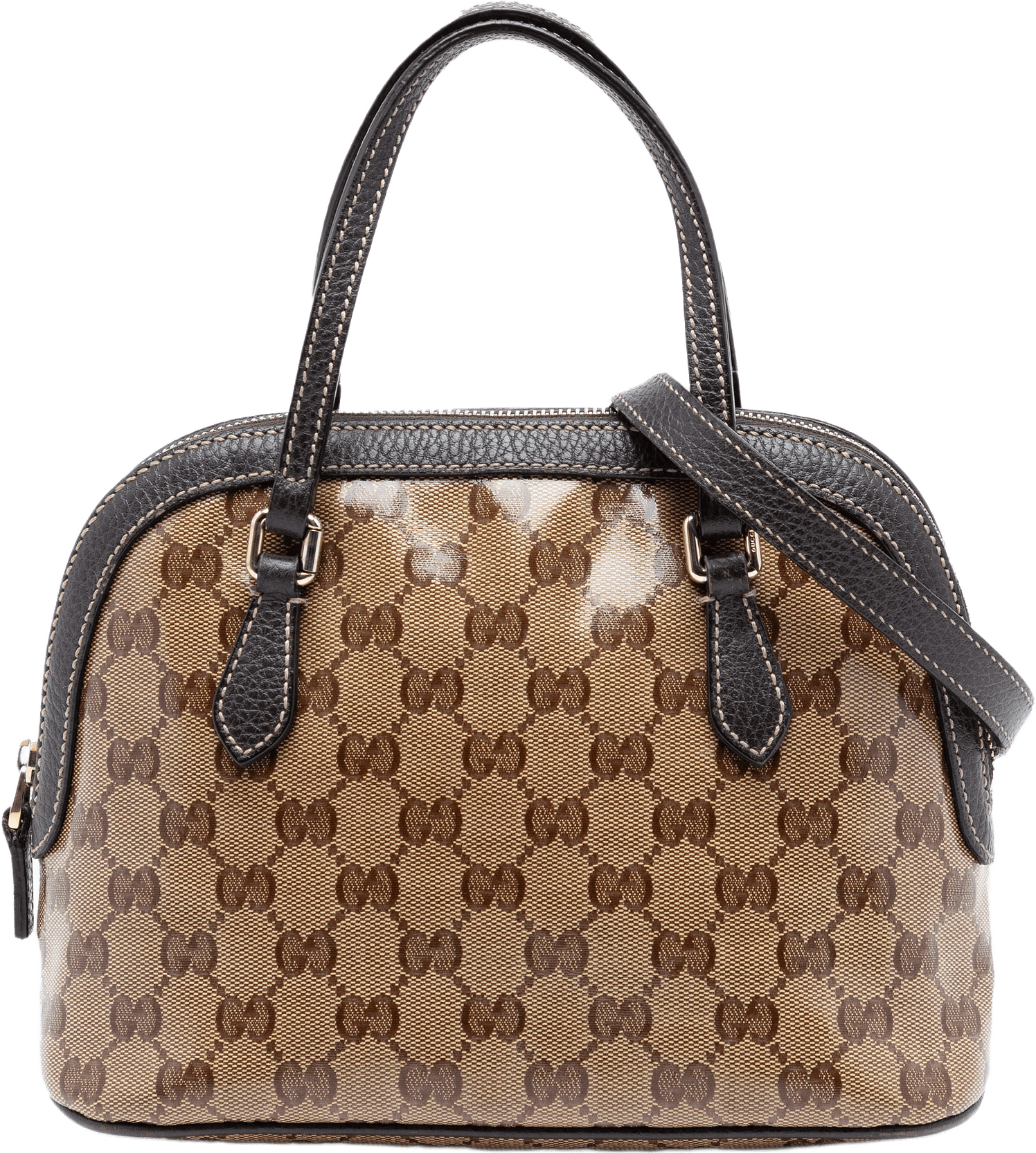 Gucci Mini Gg Crystal Dome Satchel, från Luxclusif, i färgen beige.