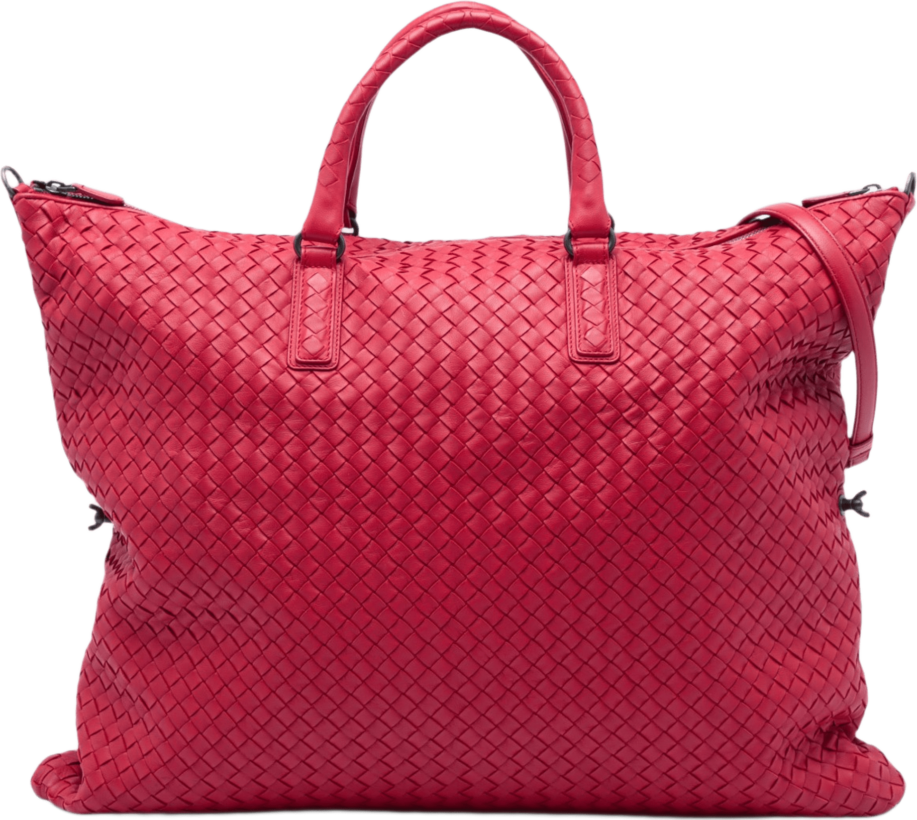 Bottega Veneta Maxi Nappa Intrecciato Convertible Tote, från Luxclusif, i färgen röd.