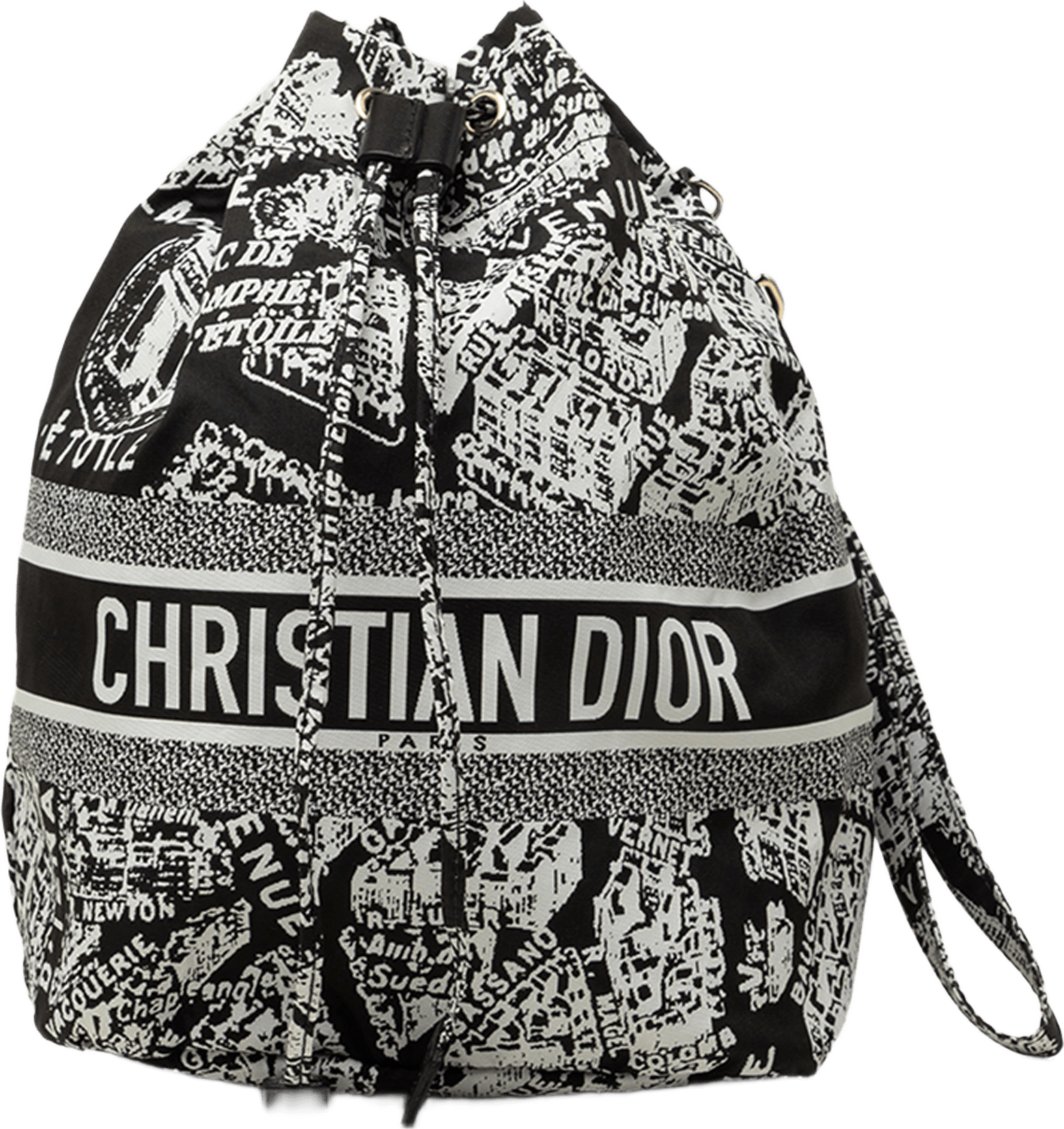 Dior Technical Fabric Plan De Paris Diortravel Drawstring Pouch, från Luxclusif, i färgen svart.