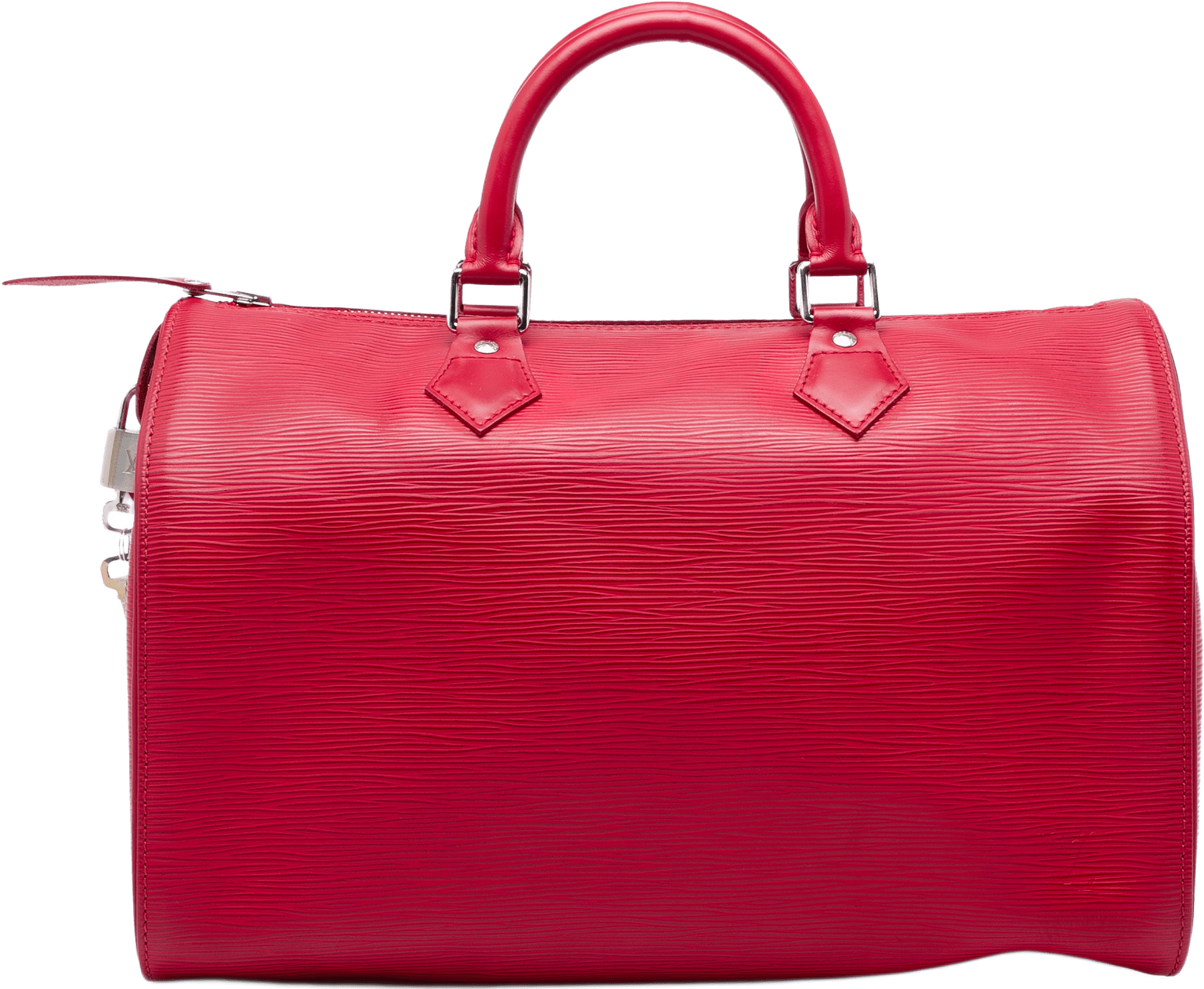 Louis Vuitton Epi Speedy 35, från Luxclusif, i färgen röd.