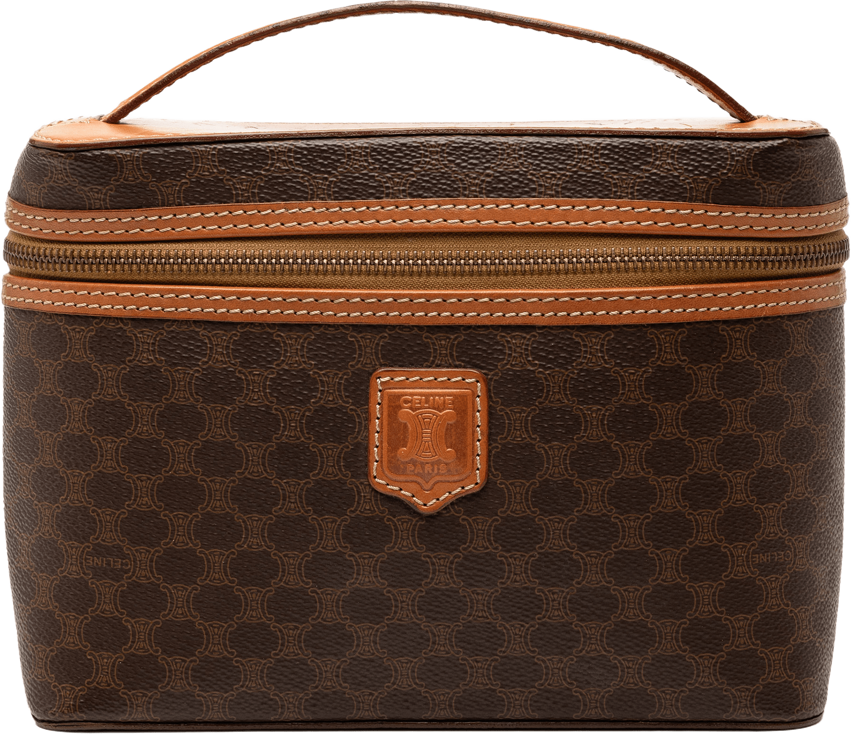 Celine Macadam Coated Canvas Vanity Bag, från Luxclusif, i färgen brown.